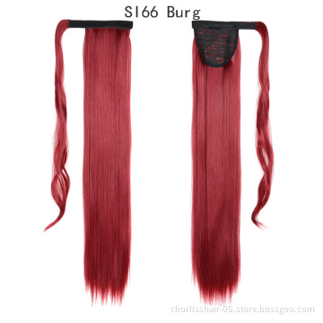 Top Quality Silky Straight High Ponytail For Black Women Pour Petite Fille Wrap Around Synthetic Clip Hair Ponytails Extensions